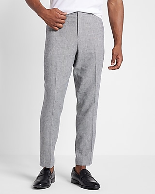 Express Men, Extra Slim White Striped Hybrid Elastic Waist Linen-Blend  Suit Pant in