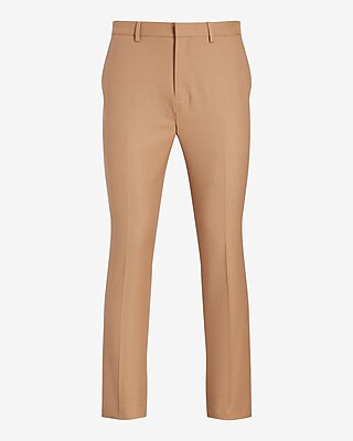 Extra Slim Solid Camel Flannel Suit Pant