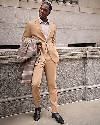 Extra Slim Solid Camel Flannel Suit Pant