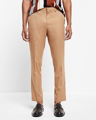 Extra Slim Solid Camel Flannel Suit Pant