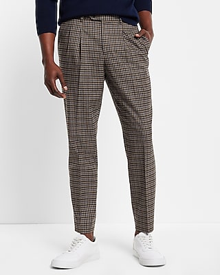 Extra Slim Gingham Flannel Hybrid Elastic Waist Cropped Dress Pant