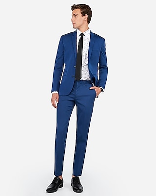 Extra Slim Blue Cotton-blend Stretch Suit Pant