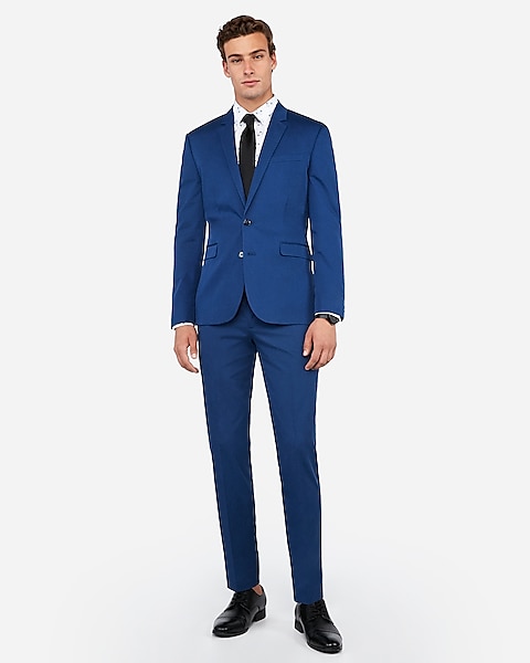 Extra Slim Blue Cotton-blend Stretch Suit Pant | Express