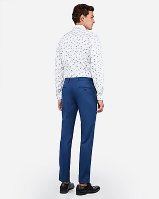 extra slim navy cotton blend stretch suit pant