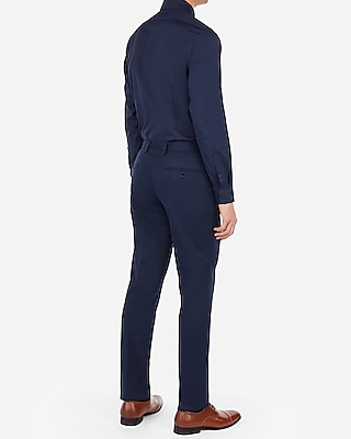 extra slim navy cotton blend stretch suit pant