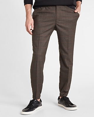 Extra Slim Brown Plaid Flannel Jogger Dress Pant Express