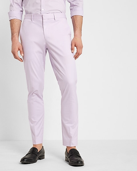 Extra Slim Solid Purple Cotton Hyper Stretch Suit Pant | Express