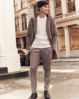 Slim Fit Mens Capri Pants Suit Style Cropped Business Pants Mens