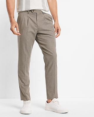 Slim Striped Flannel Hybrid Elastic Waist Cropped Suit Pant Express
