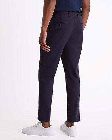 Spring Black Sweatpants Men's Casual Pleated Solid Suit Pants Zipper Pocket  Ankle-Length Trousers