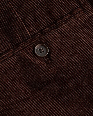 Slim Brown Corduroy Belted Dress Pant