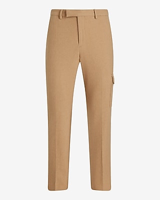 Slim Tan Wool-Blend Cargo Dress Pant