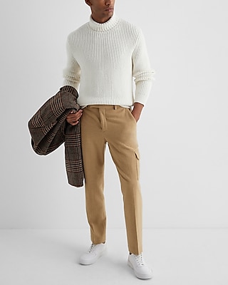 Slim Tan Wool-Blend Cargo Dress Pant