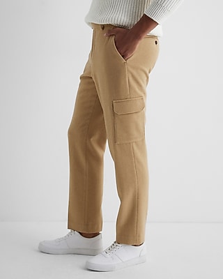 Slim Tan Wool-Blend Cargo Dress Pant