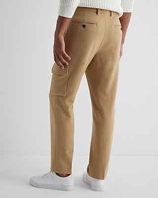 Slim Tan Wool-Blend Cargo Dress Pant