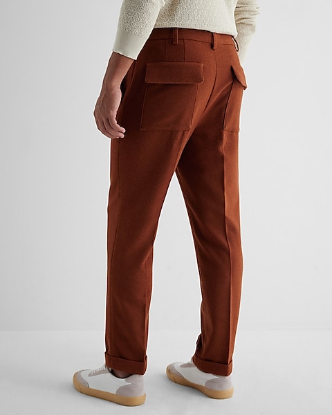 Slim Rust Wool-blend Cuffed Dress Pant | Express