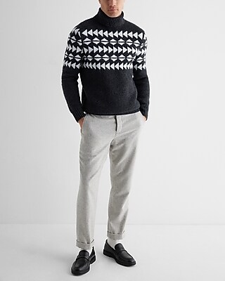 Slim Gray Wool-Blend Cuffed Dress Pant