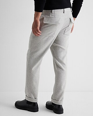 Flared Wool Blend Chino Pants