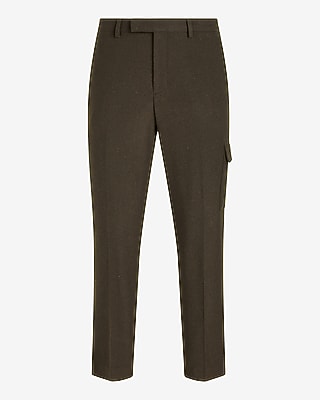 Slim Green Wool-Blend Cargo Dress Pants