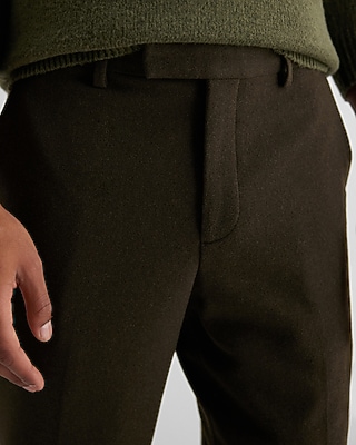 Slim Green Wool-Blend Cargo Dress Pants