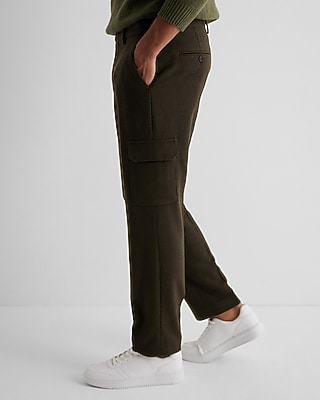 Slim Green Wool-Blend Cargo Dress Pants