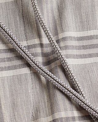 Slim Plaid Linen-Blend Drawstring Dress Pant