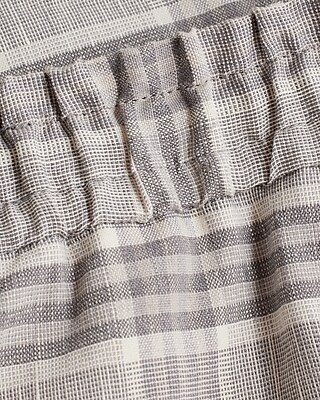 Slim Plaid Linen-Blend Drawstring Dress Pant
