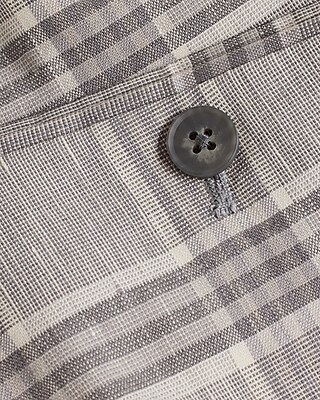 Slim Plaid Linen-Blend Drawstring Dress Pant