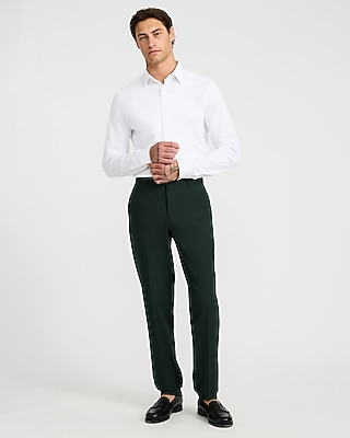 Slim Green Stretch Extended Tab Waist Dress Pant