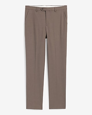 Slim Brown Stretch Extended Tab Waist Dress Pant