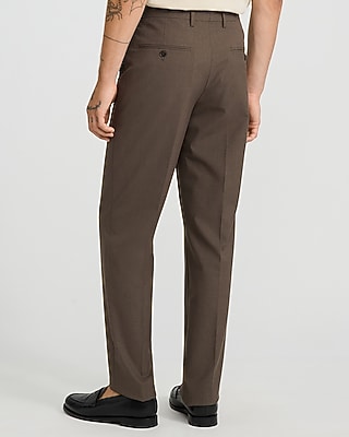 Slim Brown Stretch Extended Tab Waist Dress Pant