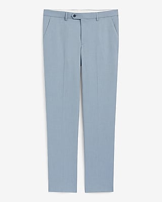 Slim Pale Blue Stretch Extended Tab Waist Dress Pant
