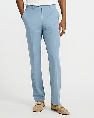 Slim Pale Blue Stretch Extended Tab Waist Dress Pant