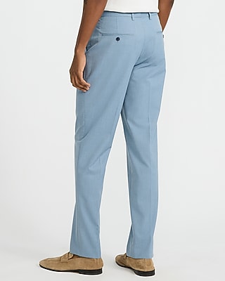 Slim Pale Blue Stretch Extended Tab Waist Dress Pant