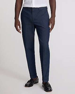 Relaxed Tapered Dark Denim Blue Dress Pant