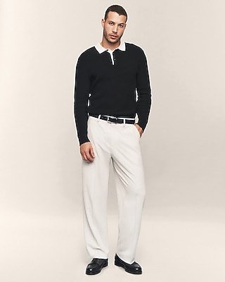 Baggy Ecru Stretch Dress Pant