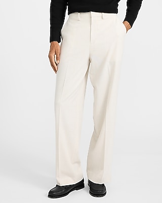 Baggy Ecru Stretch Dress Pant