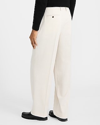Baggy Ecru Stretch Dress Pant