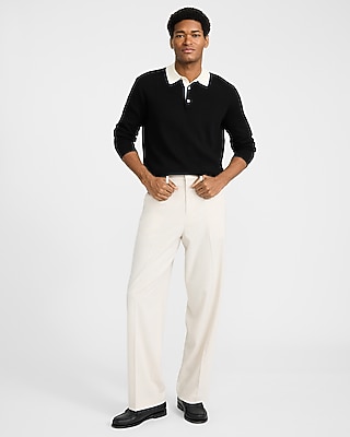 Baggy Ecru Stretch Dress Pant