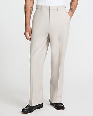 Baggy Light Khaki Linen-Blend Dress Pant