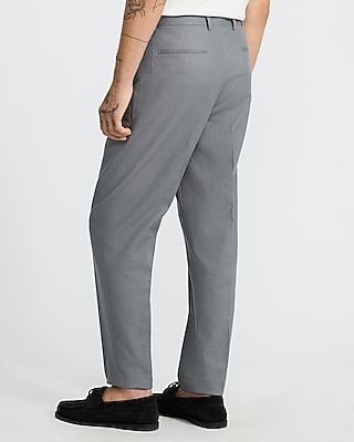Gray Linen Cotton Pleated Tapered Dress Pant