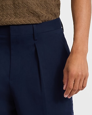 Baggy Navy Cotton Dress Pant