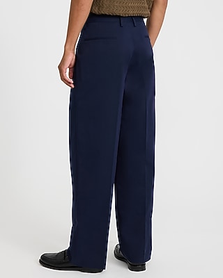 Baggy Navy Cotton Dress Pant