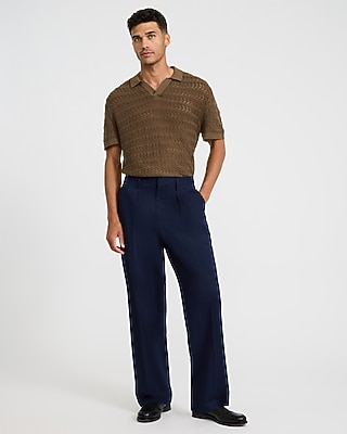 Baggy Navy Cotton Dress Pant