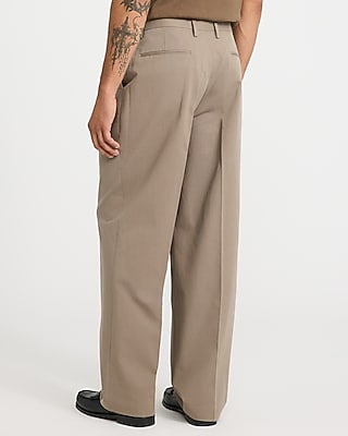 Express Men's Baggy Light Cotton Dress Pants in Brown W36 L30