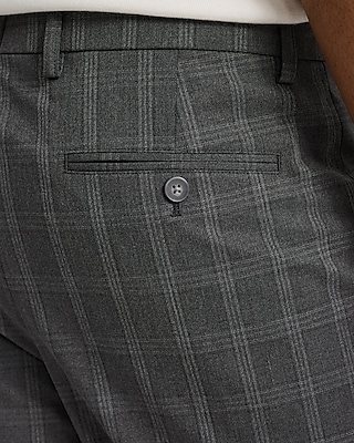 Slim Gray Plaid Stretch Dress Pant