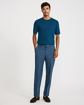 Classic Blue Plaid Stretch Dress Pant