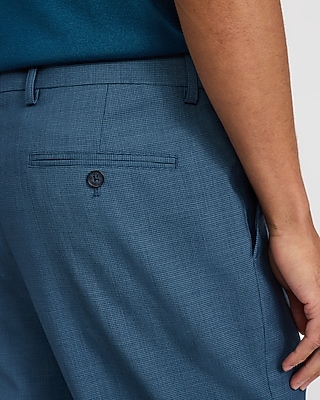 Classic Blue Plaid Stretch Dress Pant