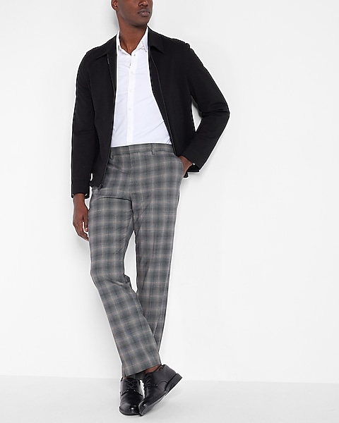 Slim Gray Plaid Wool-blend Modern Tech Suit Pant | Express