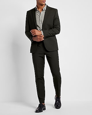 Slim Olive Wool-Blend Modern Tech Suit Pant